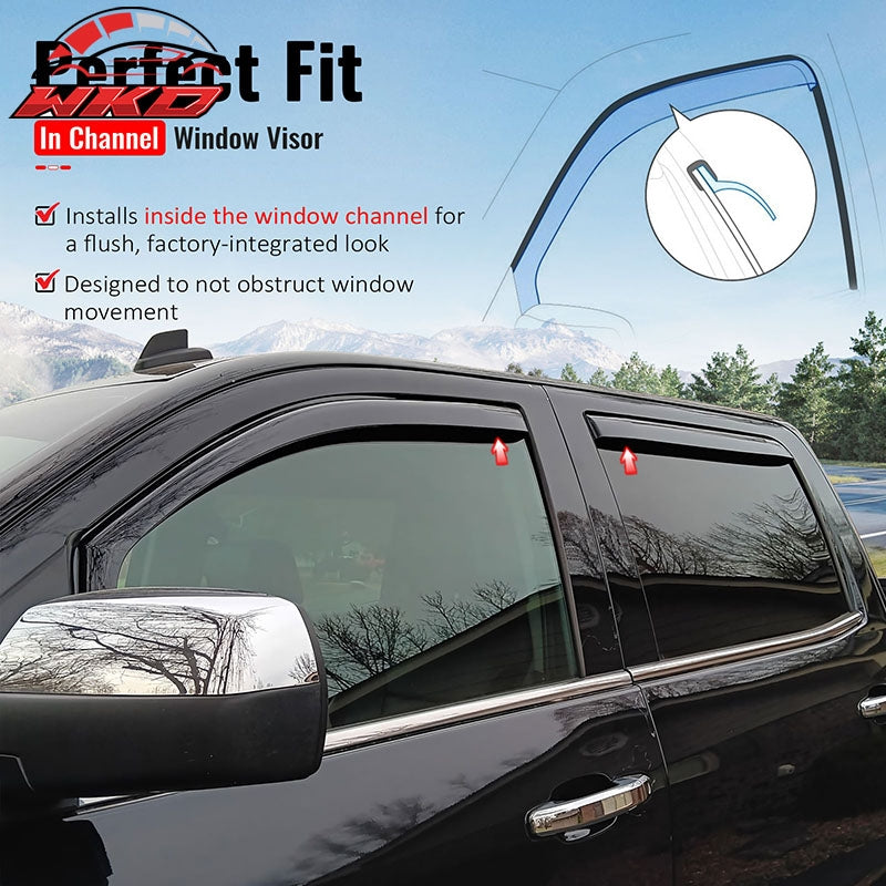 Fits 14-18 Chevrolet Silverado & GMC Sierra 1500 Crew In-Channel Window Visors