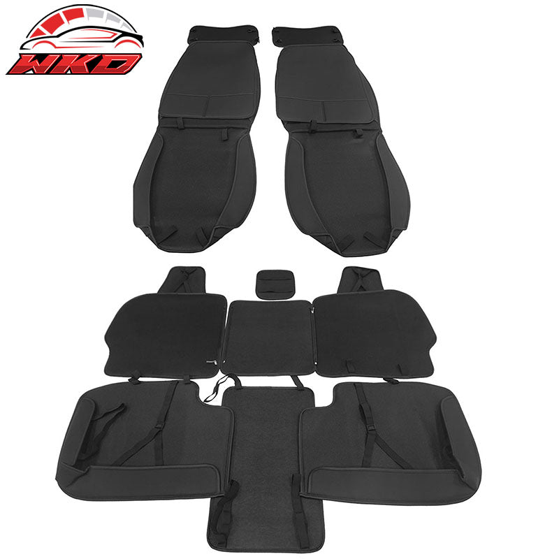 Fits 07-23 Silverado 1500 2500/3500HD Seat Covers Black PU Leather 5 Seats Set