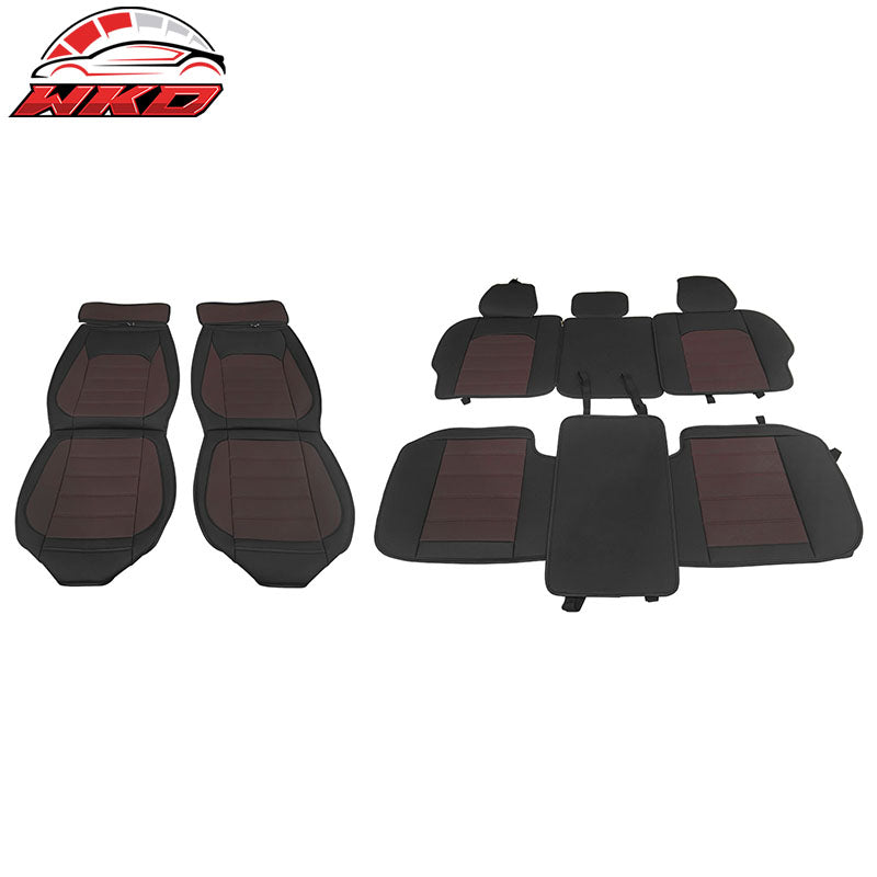 Wholesale 07-23 Silverado 1500 2500/3500HD Seat Covers Black&Brown PU Leather Full Set