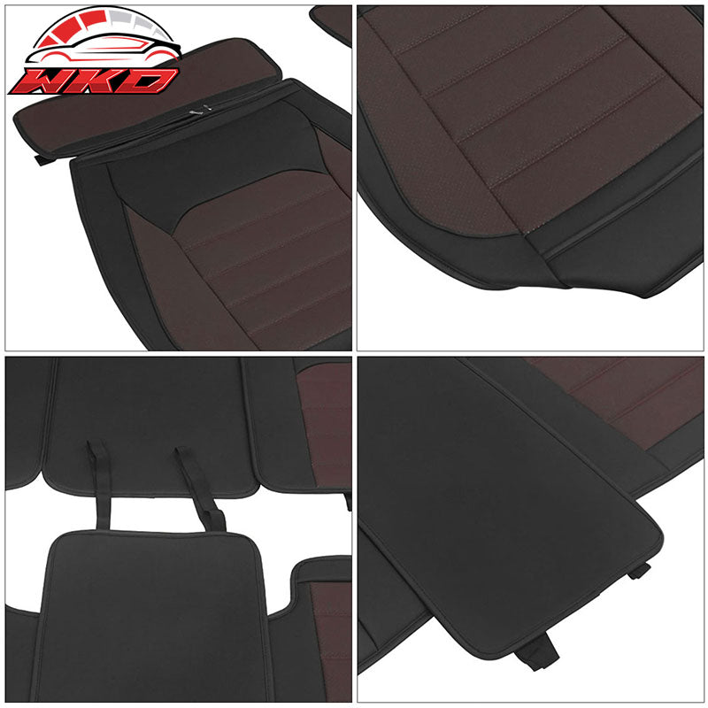 For 07-23 Silverado 1500 2500/3500HD Seat Covers Black&Brown PU Leather Full Set