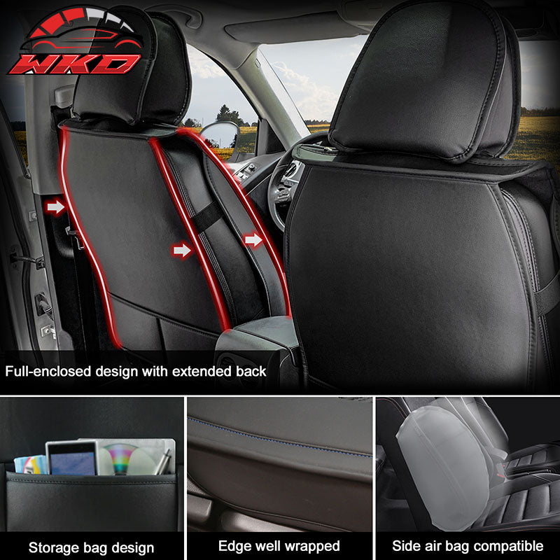 For 07-23 Silverado 1500 2500/3500HD Seat Covers Black&Brown PU Leather Full Set