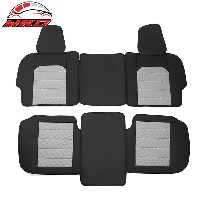 Fits 07-23 Silverado 1500 2500/3500HD Seat Covers Black&Gray PU Leather Full Set