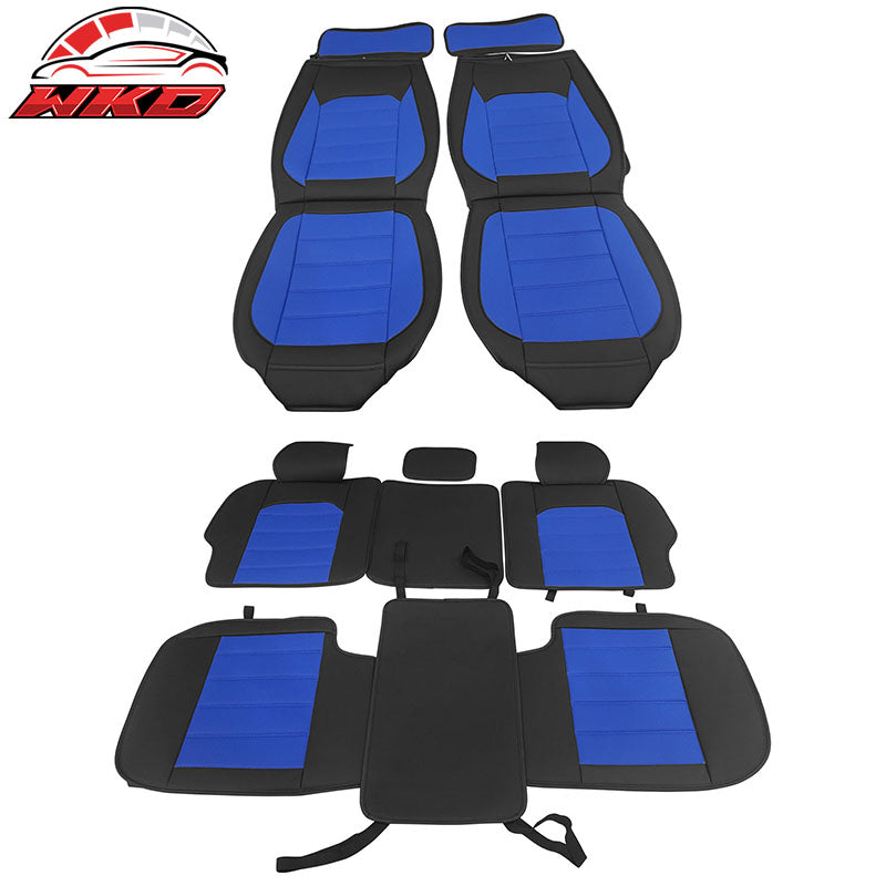 Wholesale 07-23 Silverado 1500 2500/3500HD Seat Covers Black&Blue PU Leather Full Set