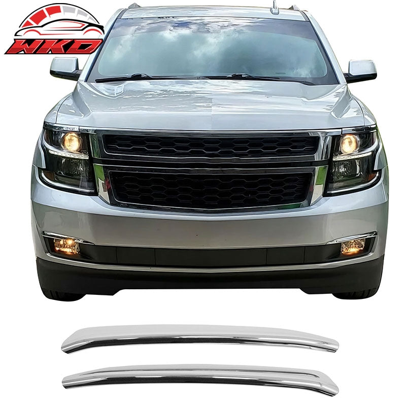 Fits 15-20 Chevrolet Tahoe Chrome Front Bumper Fog Lights Garnish Trims 2PCS Set