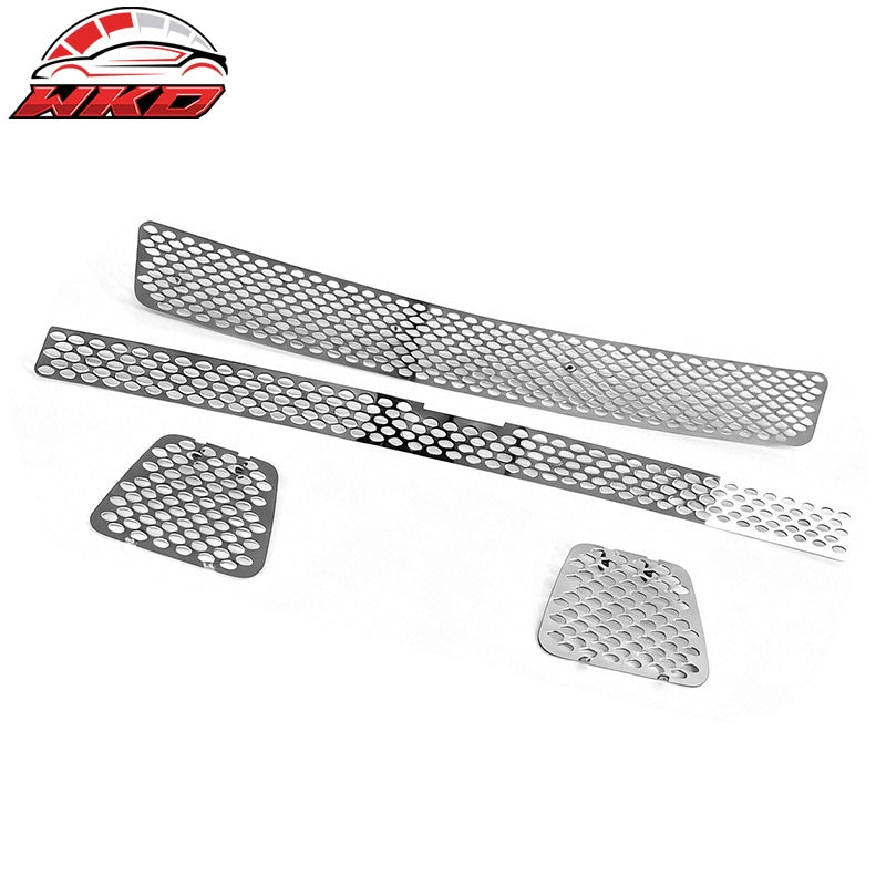 Fits 07-13 Chevy Avalanche Chrome Bumper Upper Lower Grille - Oval Mesh Style