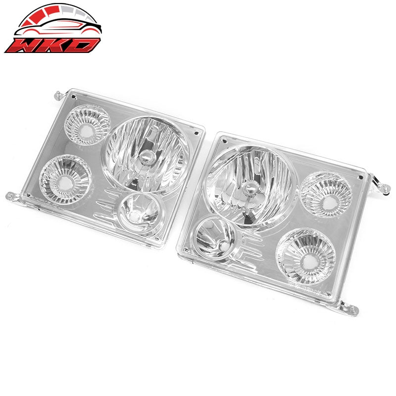 Fits 88-93 Chevy C/K 92-93 Chevy Blazer Chrome Bumper Head Lights Lamps Pair