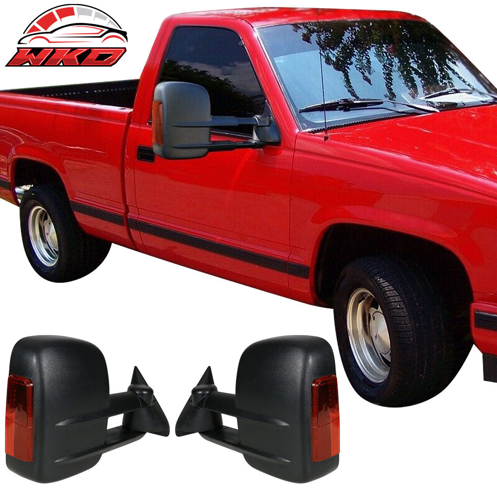 Fits 88-98 Chevy C/K C10 1500 2500 3500 Manual Towing Side Mirrors & LED Signal