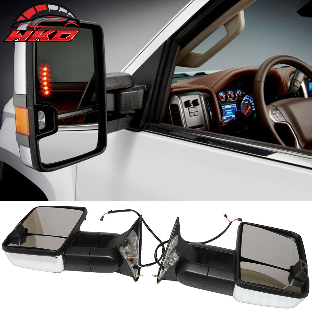 Fits 88-98 C1500 Towing Mirrors Power Turn Signal Arrow Clearance Lamp Chrome