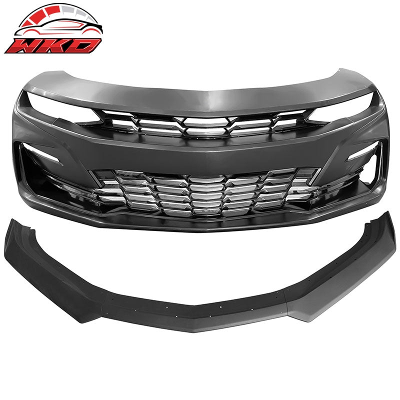 Wholesale 19-24 Chevy Camaro 19 SS Style PP Front Bumper Cover w/ Matte Black 3PC Lip