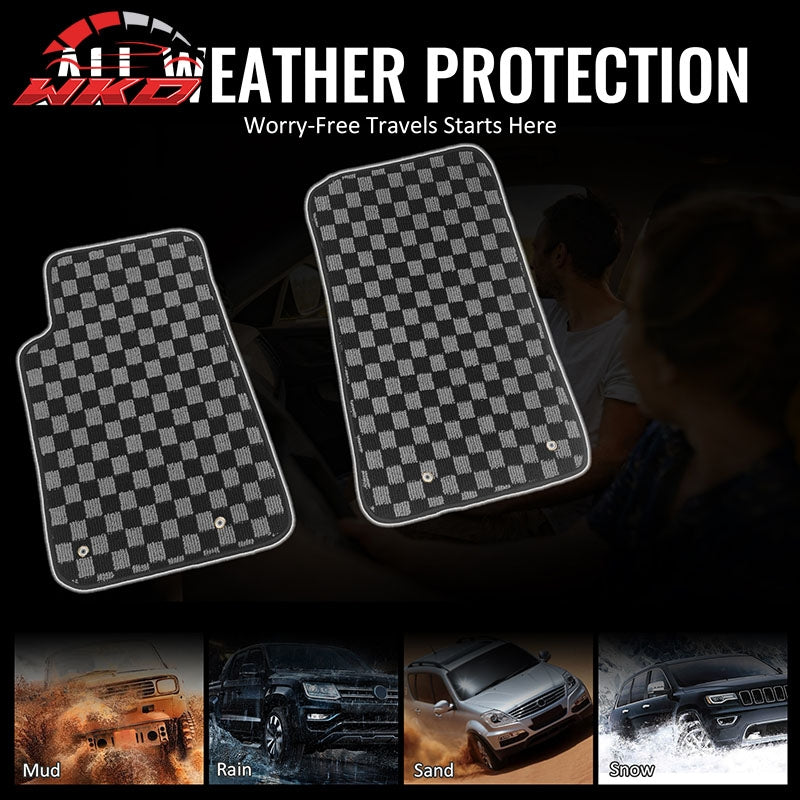 Fits 10-15 Chevy Camaro Floor Mats Non-Slip Carpets Checkered Black Gray Plaid