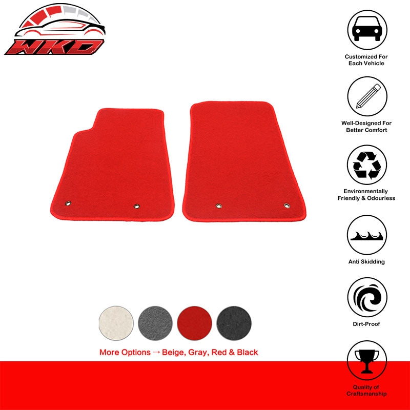 Fits 10-15 Chevy Camaro Floor Mats Nylon Red Non-Slip Auto Carpets 2PC Set