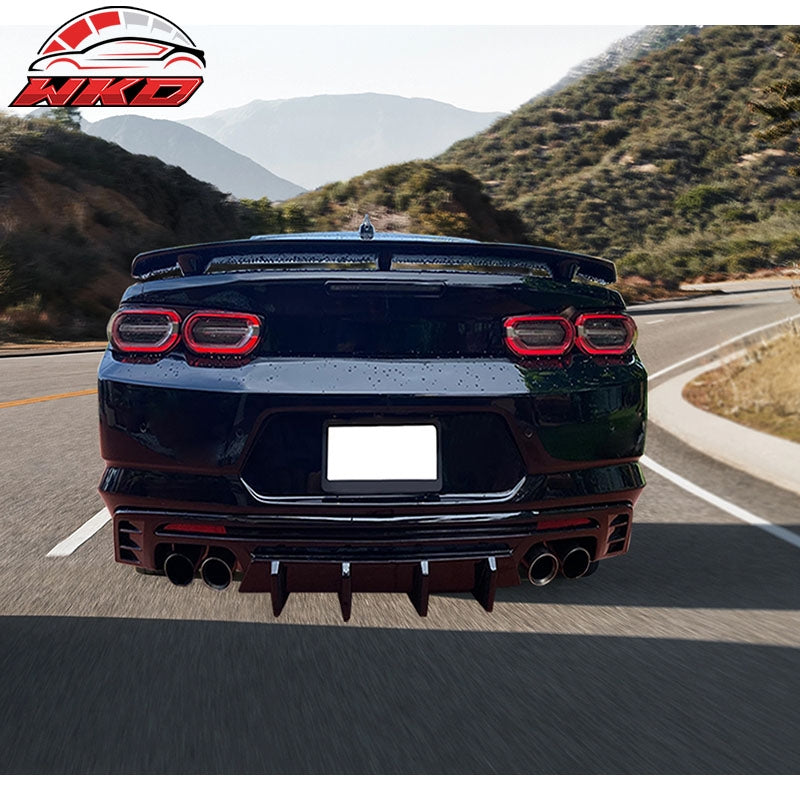 Fits 16-24 Chevy Camaro IKON Style 1PC Rear Bumper Lip Diffuser PP Matte Black