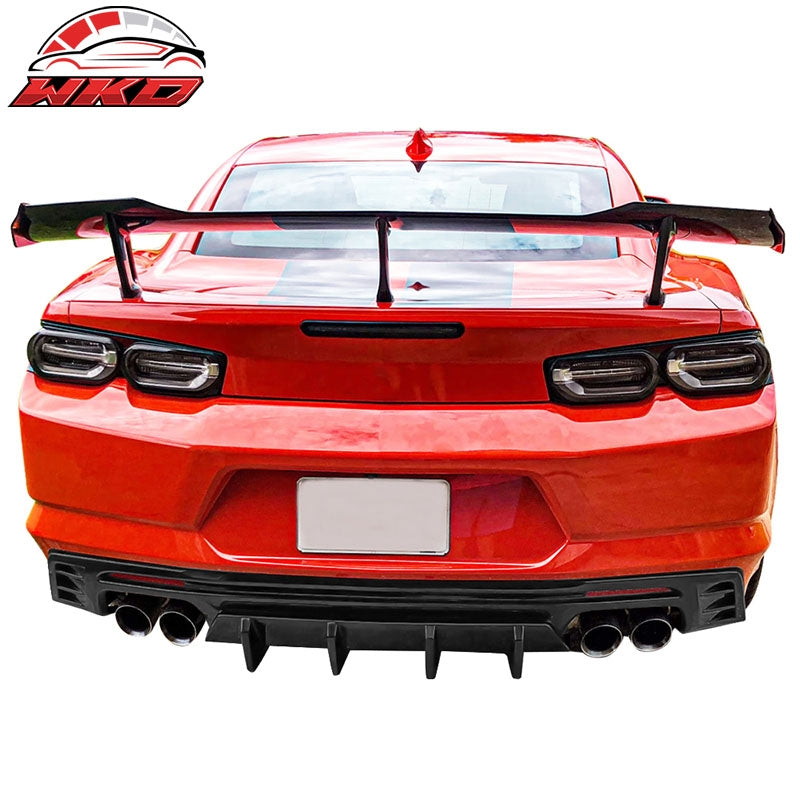 Fits 16-24 Chevy Camaro IKON Style 1PC Rear Bumper Lip Diffuser PP Matte Black