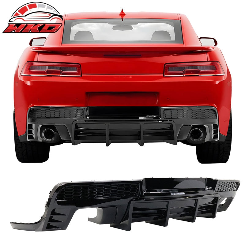 Wholesale 14-15 Chevy Camaro Ikon Style Rear Diffuser Bumper Lip Gloss Black PP