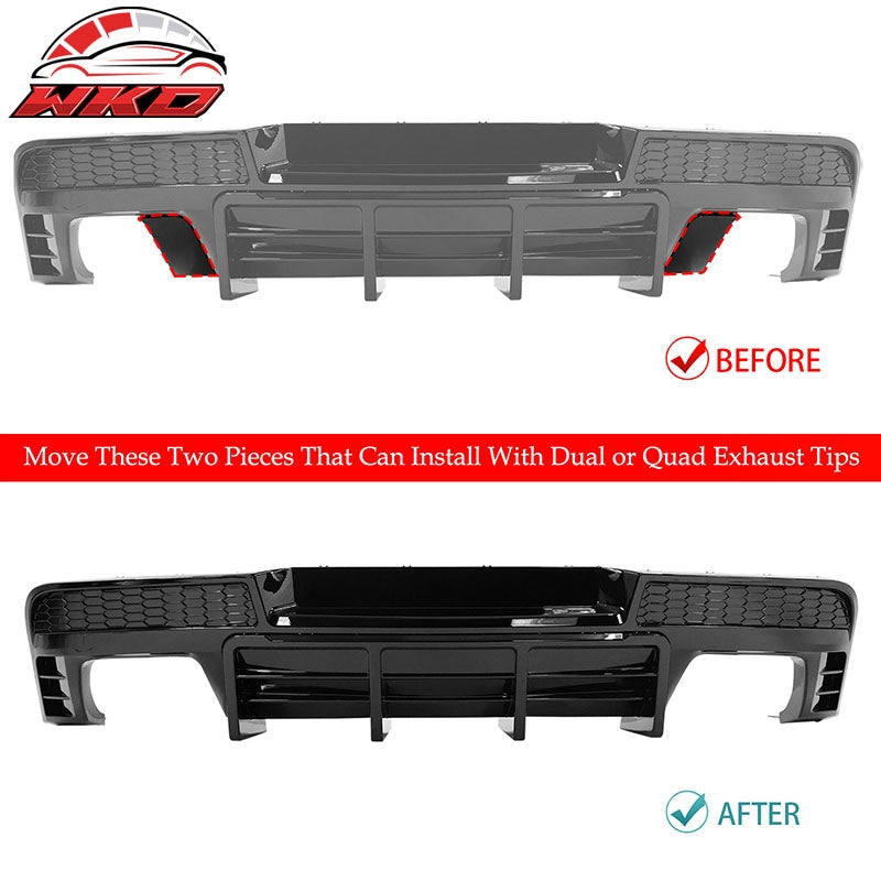 For 14-15 Chevy Camaro Ikon Style Rear Diffuser Bumper Lip Carbon Fiber Print PP