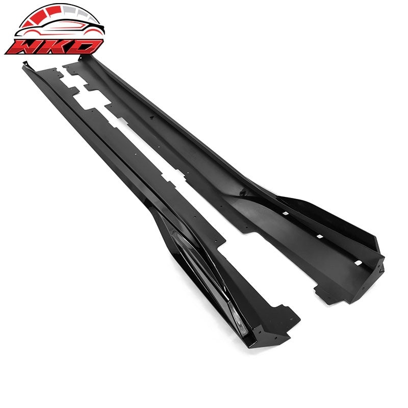 For 16-24 Chevy Camaro Ikon V2 Style Side Skirts Rocker Panel Gloss Black 4PC PP
