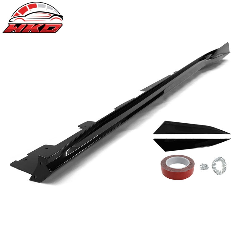 For 16-24 Chevy Camaro Ikon V2 Style Side Skirts Rocker Panel Gloss Black 4PC PP