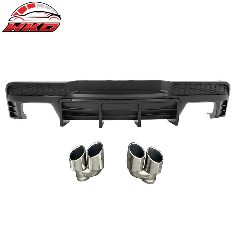 Wholesale 14-15 Chevy Camaro LT LS Ikon Matte Black Rear Diffuser + Quad Exhaust Tips