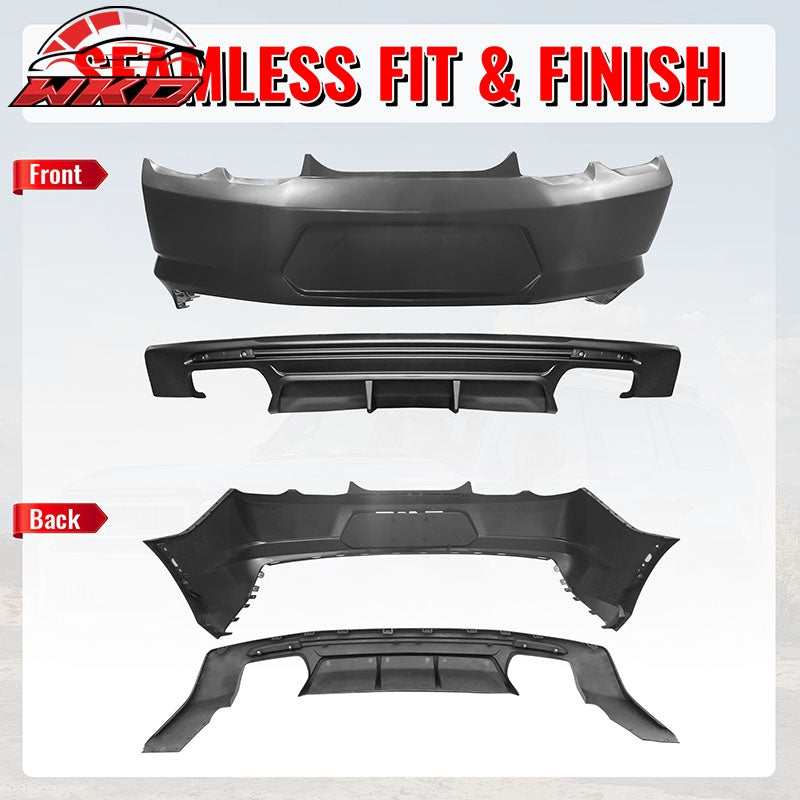 Fits 19-24 Chevy Camaro LT/LS/SS/ZL1 OE Style Rear Bumper Cover & Matte Diffuser