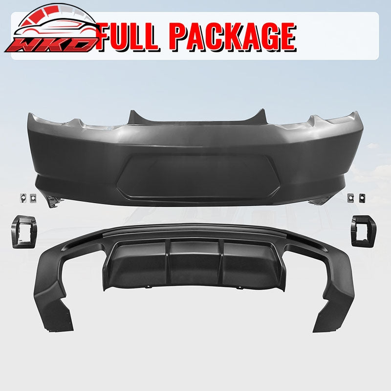 Fits 19-24 Chevy Camaro LT/LS/SS/ZL1 OE Style Rear Bumper Cover & Matte Diffuser
