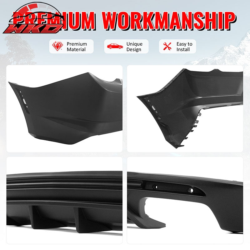Fits 19-24 Chevy Camaro LT/LS/SS/ZL1 OE Style Rear Bumper Cover & Matte Diffuser