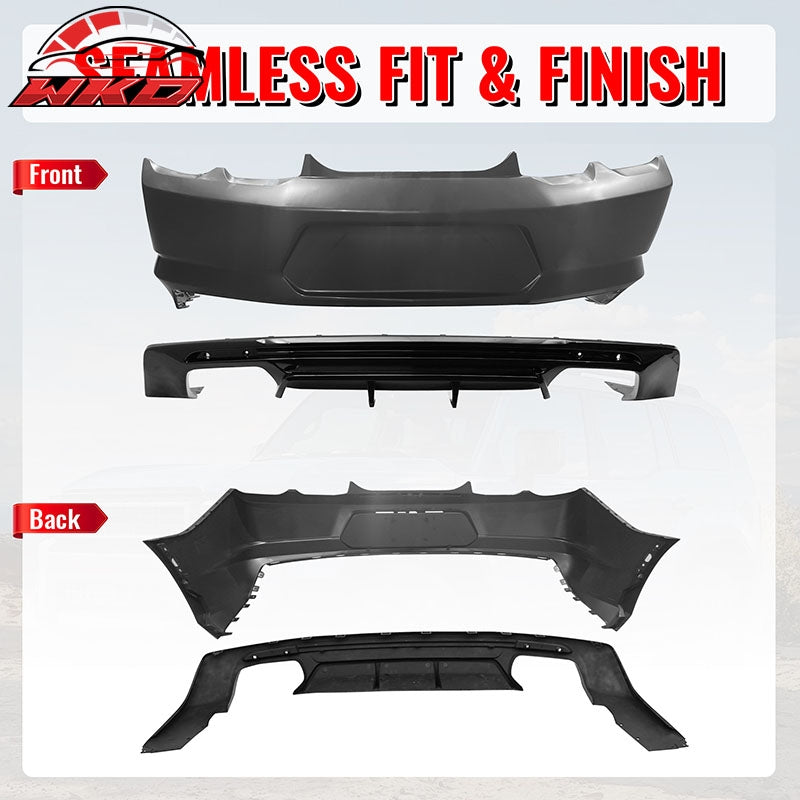 Fits 19-24 Chevy Camaro LT/LS/SS/ZL1 OE Style Rear Bumper Cover & Gloss Diffuser