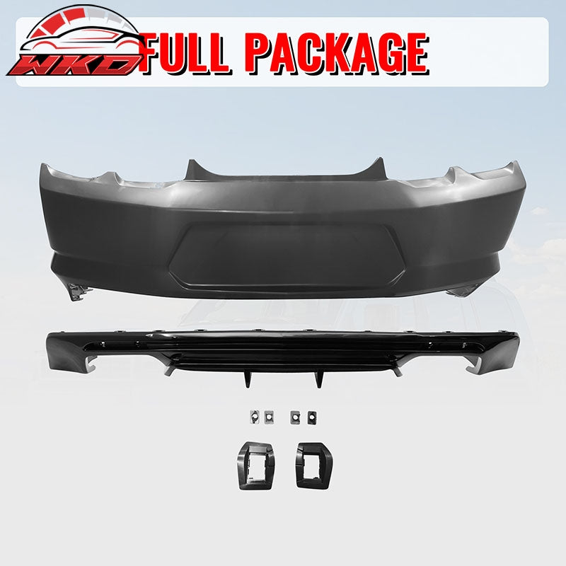 Fits 19-24 Chevy Camaro LT/LS/SS/ZL1 OE Style Rear Bumper Cover & Gloss Diffuser