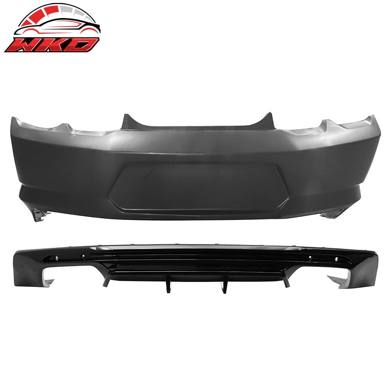 Fits 19-24 Chevy Camaro LT/LS/SS/ZL1 OE Style Rear Bumper Cover & Gloss Diffuser