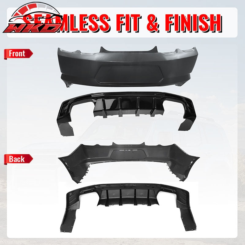 Fits 19-24 Chevy Camaro LT/LS/SS/ZL1 OE Rear Bumper Cover + IKON Gloss Diffuser