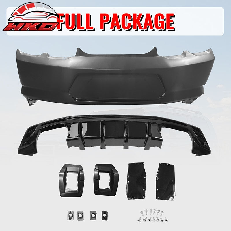 Fits 19-24 Chevy Camaro LT/LS/SS/ZL1 OE Rear Bumper Cover + IKON Gloss Diffuser
