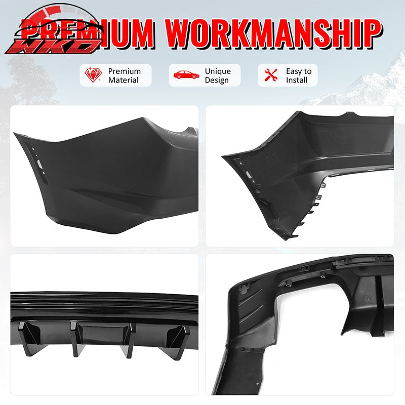 Fits 19-24 Chevy Camaro LT/LS/SS/ZL1 OE Rear Bumper Cover + IKON Gloss Diffuser