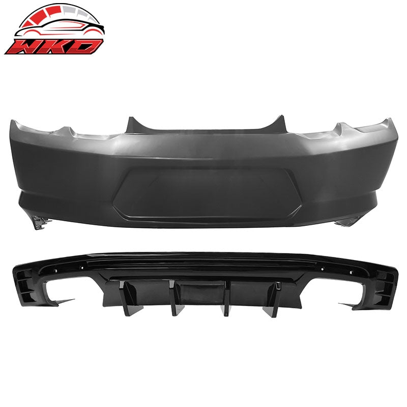 Fits 19-24 Chevy Camaro LT/LS/SS/ZL1 OE Rear Bumper Cover + IKON Gloss Diffuser
