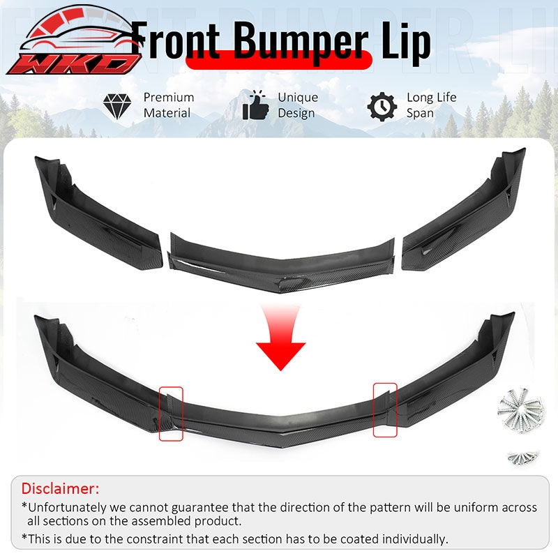 Wholesale 16-18 Chevy Camaro LT RS ZL1 PP Front Bumper Lip Spoiler Carbon Fiber Print - Wikond Auto