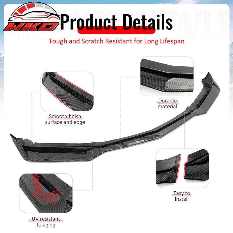 Wholesale 16-18 Chevy Camaro LT RS ZL1 PP Front Bumper Lip Spoiler Carbon Fiber Print - Wikond Auto