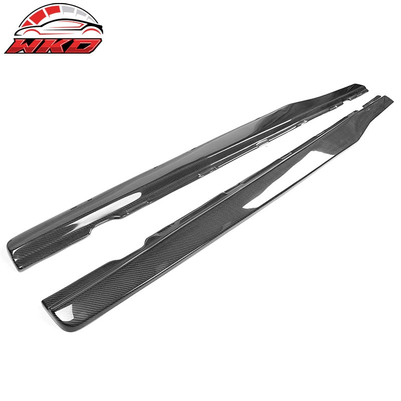 Fits 10-15 Chevy Camaro IKON Style Side Skirts Extension Lip 2PC - Carbon Fiber