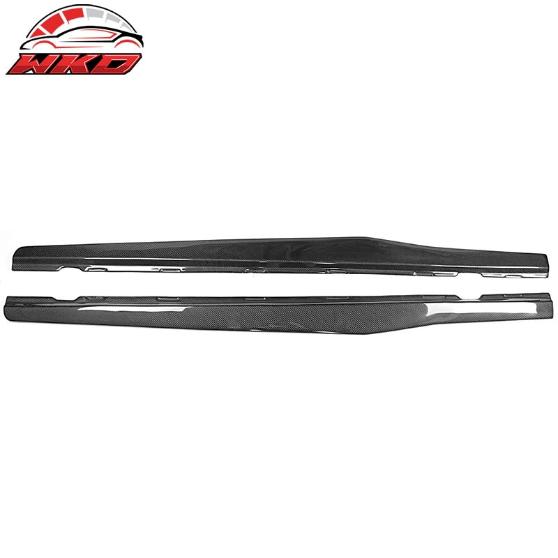 Fits 10-15 Chevy Camaro IKON Style Side Skirts Extension Lip 2PC - Carbon Fiber