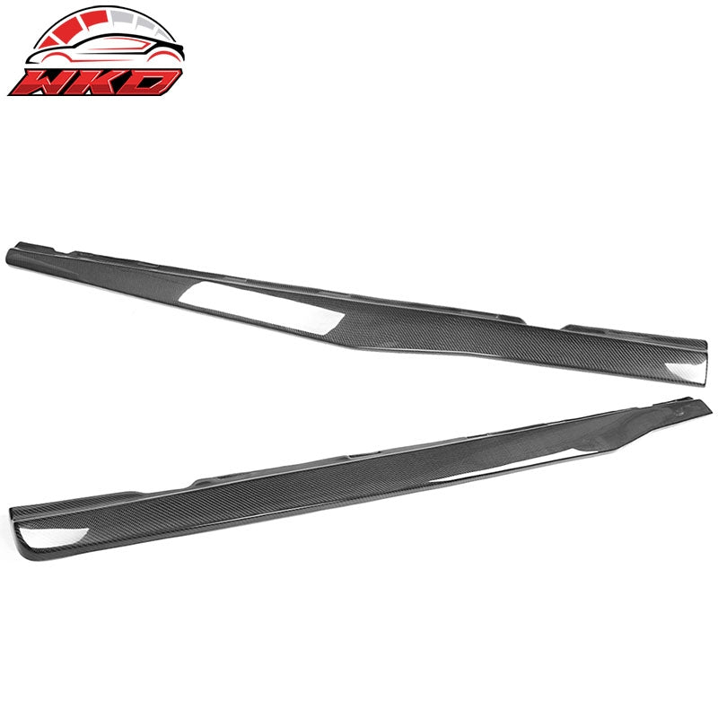 Fits 10-15 Chevy Camaro IKON Style Side Skirts Extension Lip 2PC - Carbon Fiber