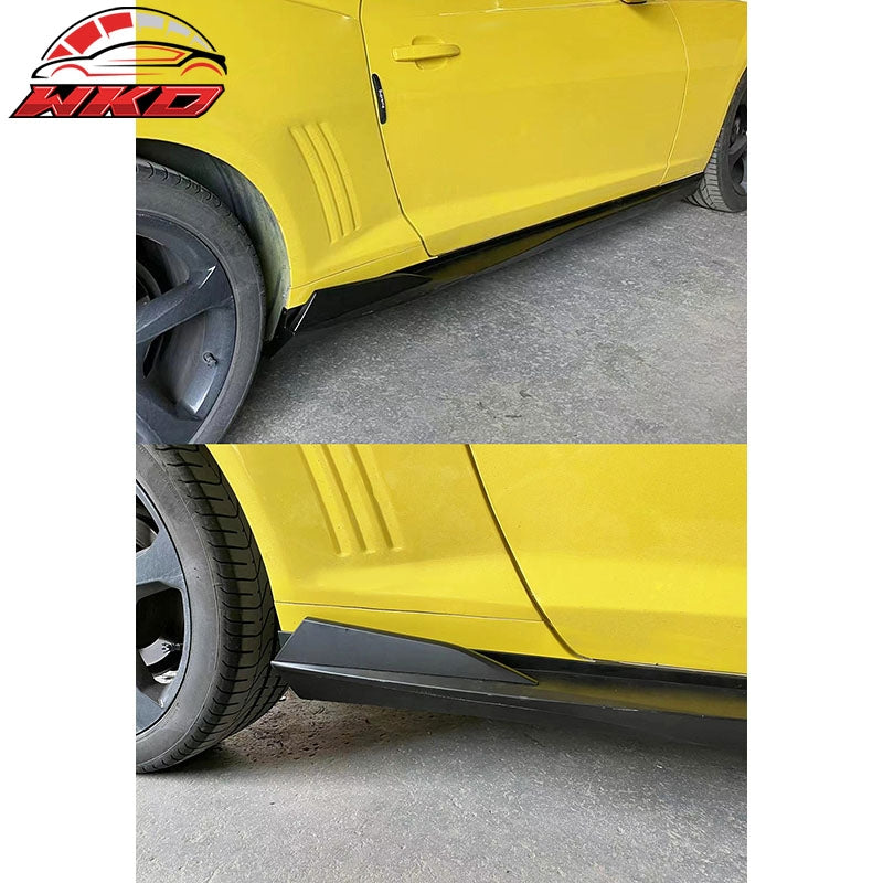 Fits 16-24 Chevy Camaro Rocker Style Matte Black Side Skirts Extension 4PCS PP