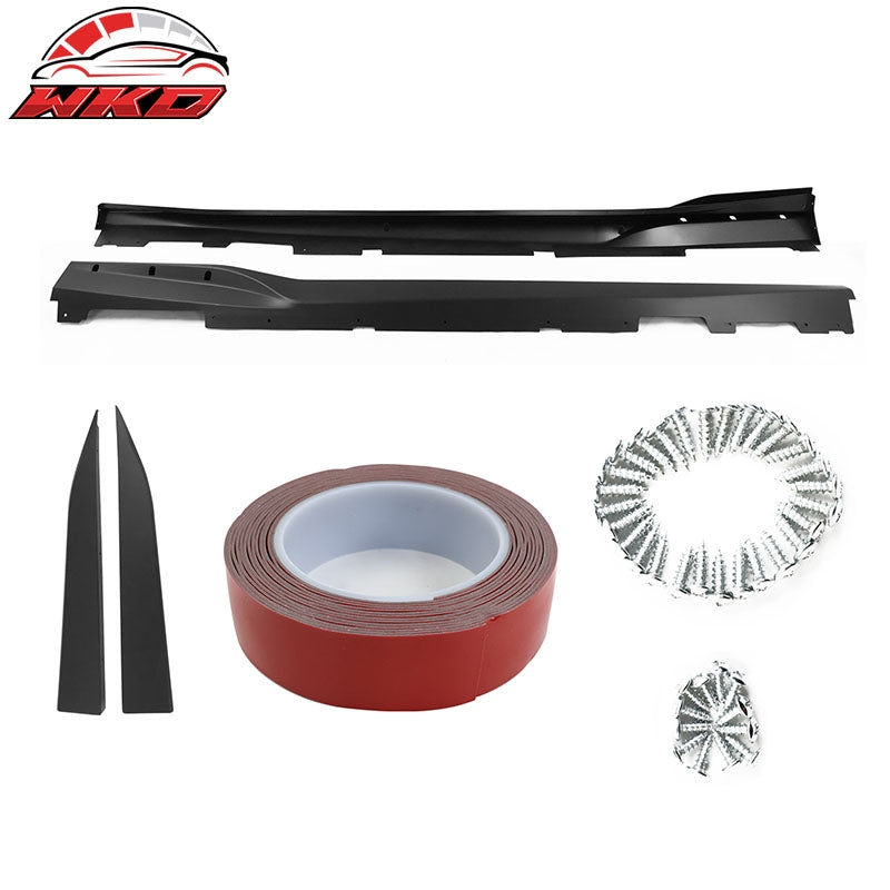 Fits 16-24 Chevy Camaro Rocker Style Matte Black Side Skirts Extension 4PCS PP