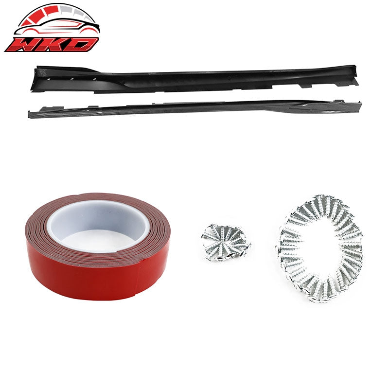 Fits 16-24 Chevy Camaro Rocker Style Side Skirts Lip Carbon Fiber Print 4PCS PP