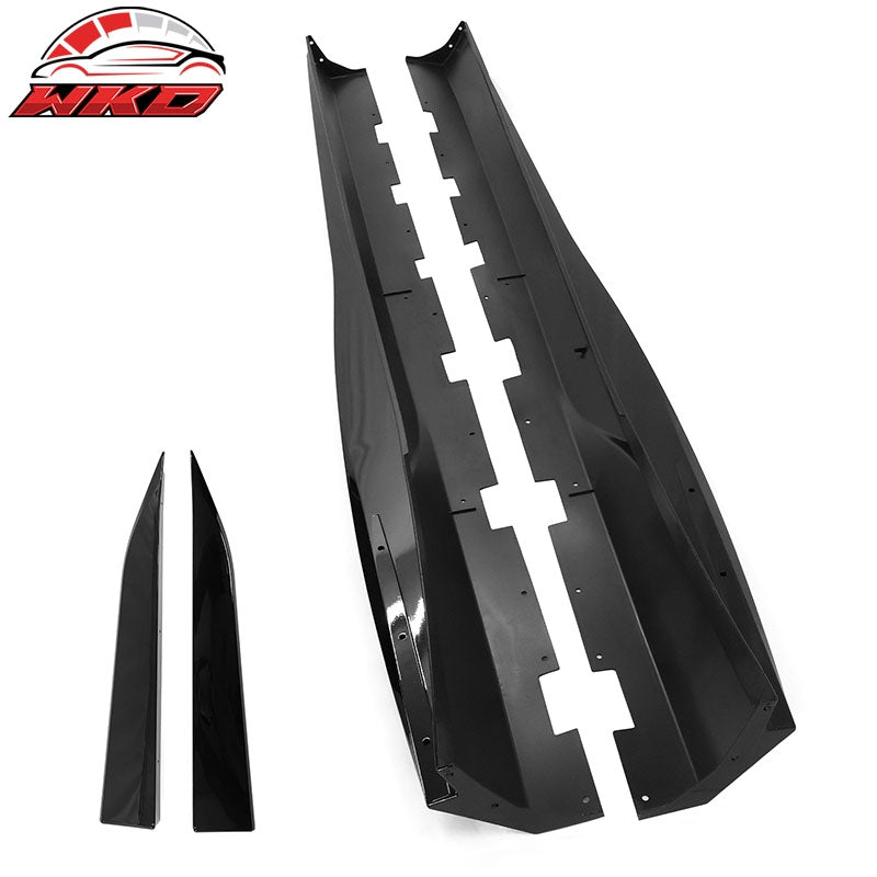 Fits 10-15 Chevy Camaro Rocker Style Add On Side Skirts Rocker Panel Gloss Black