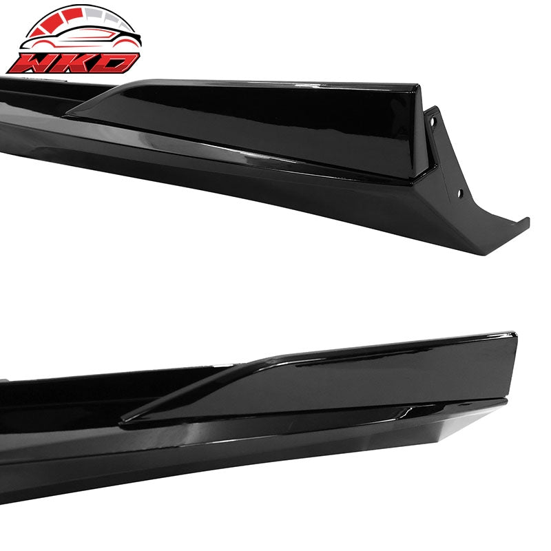 Fits 10-15 Chevy Camaro Rocker Style Add On Side Skirts Rocker Panel Gloss Black