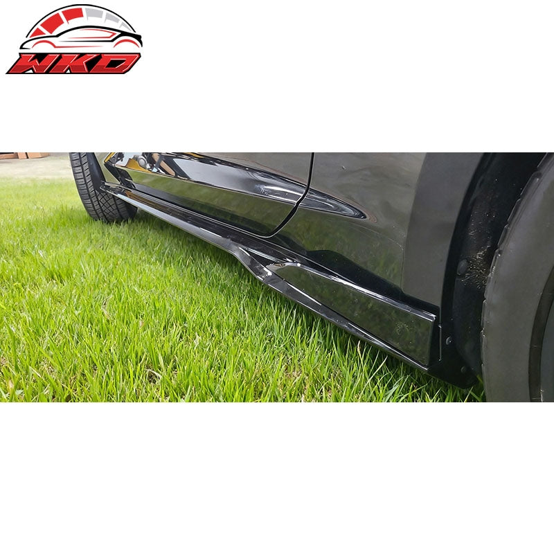 Fits 16-24 Chevy Camaro Rocker Style Side Skirts Rocker Panel Gloss Black 4PC PP
