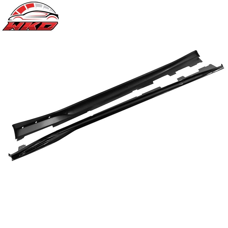 Fits 16-24 Chevy Camaro Rocker Style Side Skirts Rocker Panel Gloss Black 4PC PP