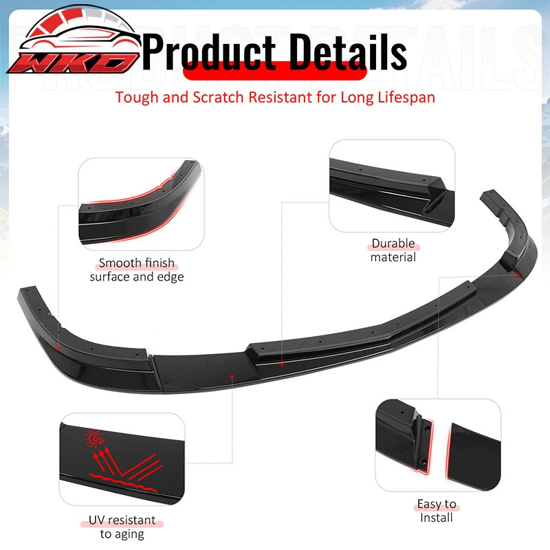 Fits 05-13 Chevy Corvette Base ZR1 Front Bumper Lip Chin Spoiler Gloss Black ABS