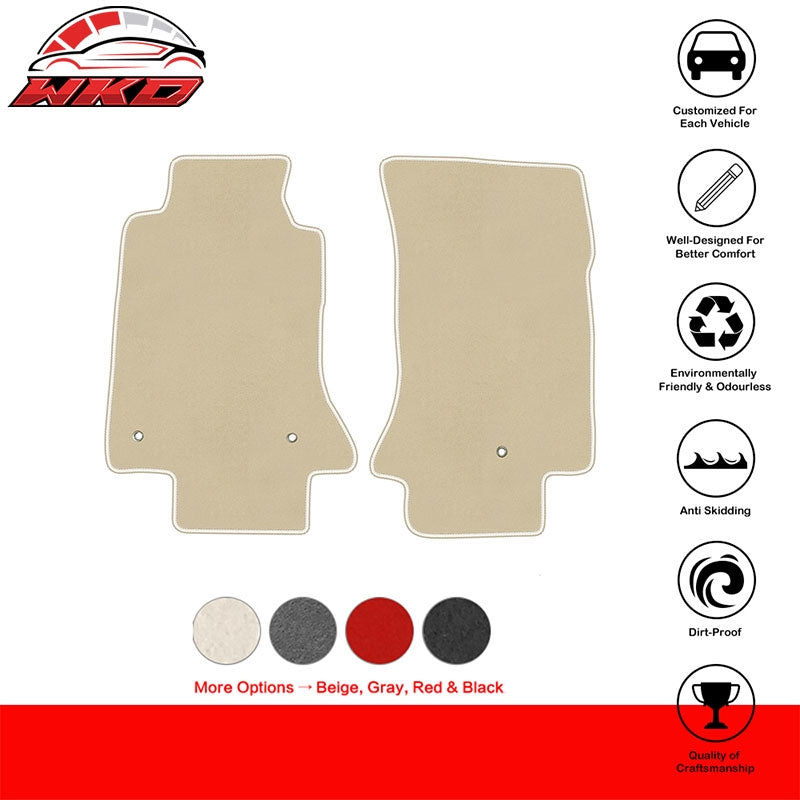 Fits 05-13 Chevy Corvette C6 Car Floor Mats Liner Front Nylon Beige Carpets 2PC
