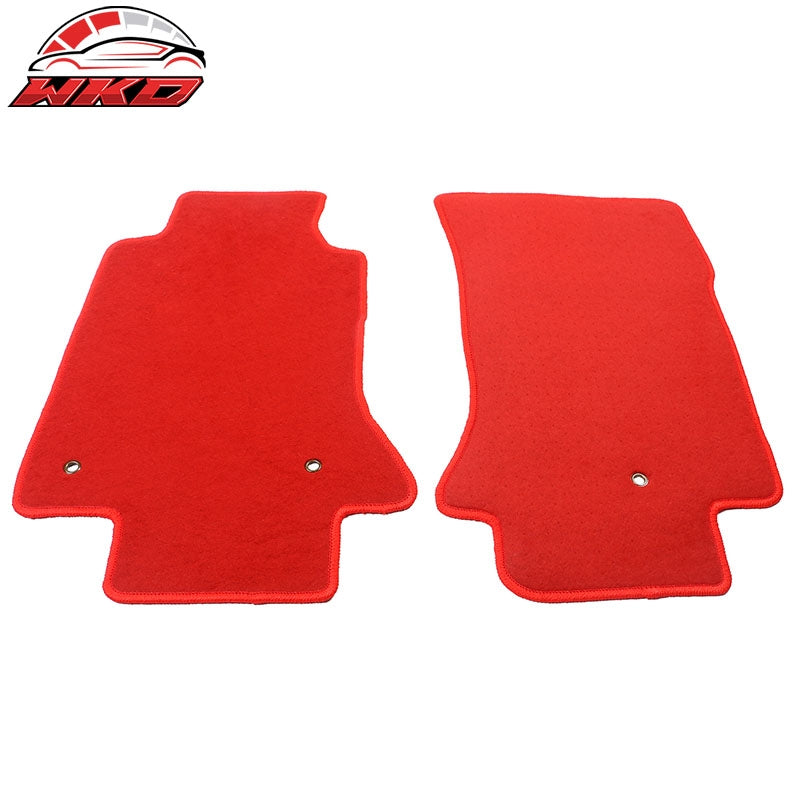 Fits 05-13 Chevy Corvette C6 Car Floor Mats Liner Front Nylon Red Carpets 2PC