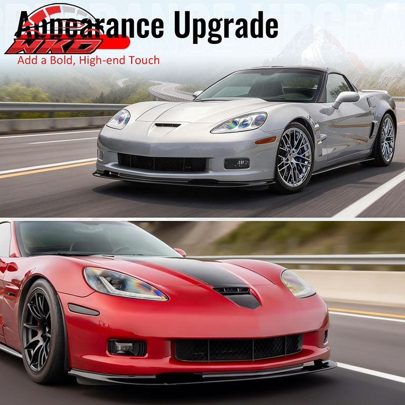 Wholesale 06-13 Chevy Corvette C6 Front Bumper Lip ZR1 Style 3PC Spoiler Gloss Black - Wikond Auto