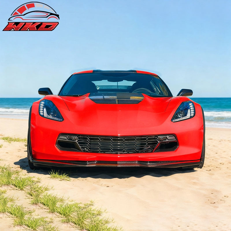Fits 14-19 Chevy Corvette C7 Z06 Style Front Bumper Mesh Grille ABS Gloss Black