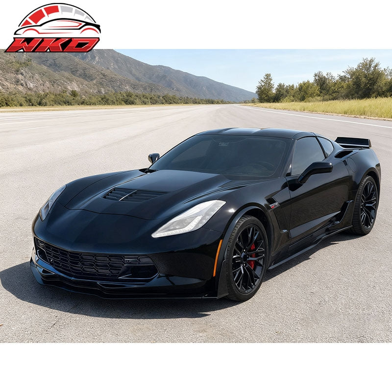 Fits 14-19 Chevy Corvette C7 Z06 Style Front Bumper Mesh Grille ABS Gloss Black